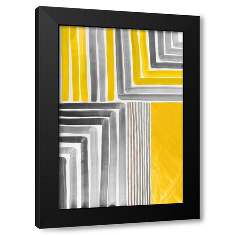 Yellow Mikado I Black Modern Wood Framed Art Print by Reeves, Tom