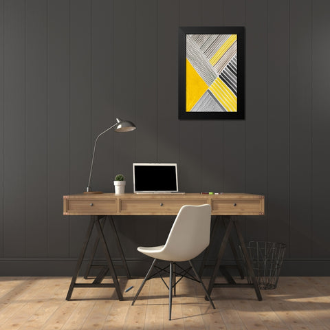 Yellow Mikado II Black Modern Wood Framed Art Print by Reeves, Tom