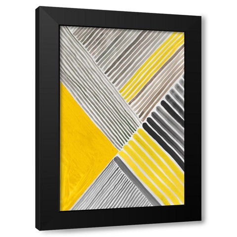 Yellow Mikado II Black Modern Wood Framed Art Print by Reeves, Tom
