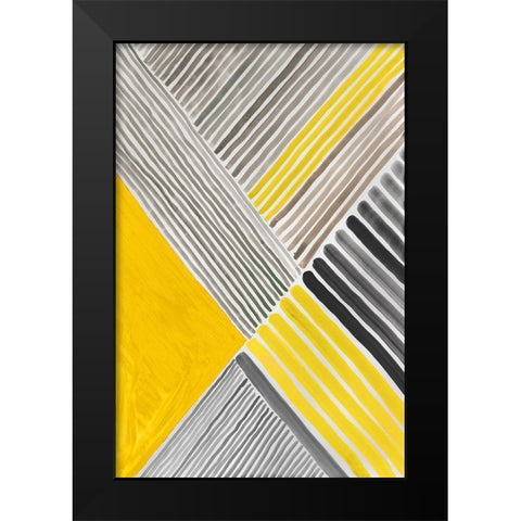 Yellow Mikado II Black Modern Wood Framed Art Print by Reeves, Tom