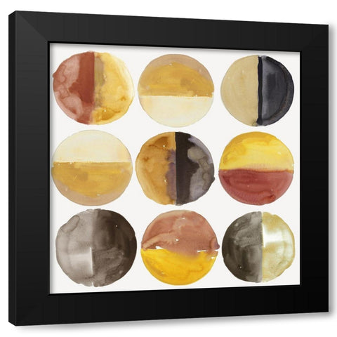 Align Dots I Black Modern Wood Framed Art Print with Double Matting by Reeves, Tom