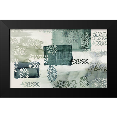 Green Silk  Black Modern Wood Framed Art Print by Reeves, Tom