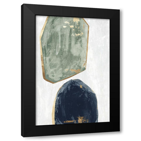 Stones I Blue Version Black Modern Wood Framed Art Print by Reeves, Tom