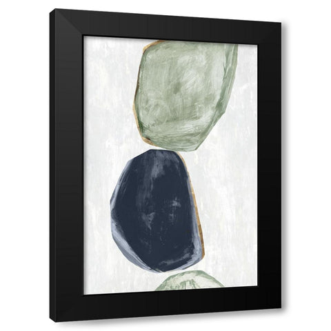 Stones II Blue Version Black Modern Wood Framed Art Print by Reeves, Tom