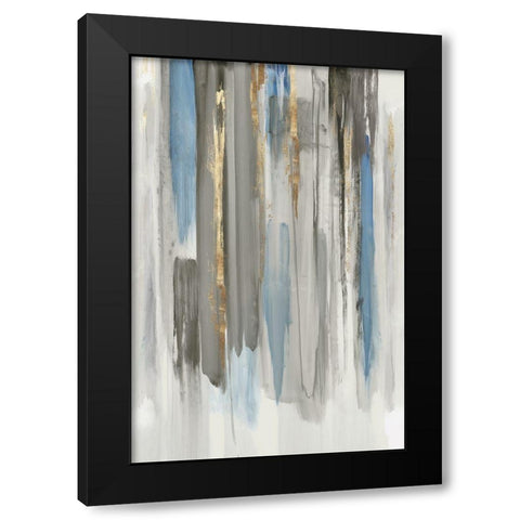 Blue Abstract Lines I  Black Modern Wood Framed Art Print by Reeves, Tom