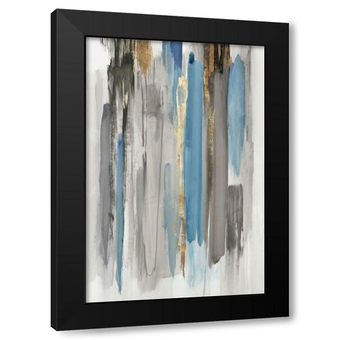 Blue Abstract Lines II Black Modern Wood Framed Art Print by Reeves, Tom