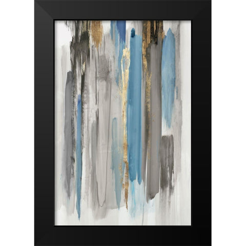 Blue Abstract Lines II Black Modern Wood Framed Art Print by Reeves, Tom