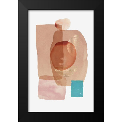 Pink Colour Blocks I  Black Modern Wood Framed Art Print by Reeves, Tom