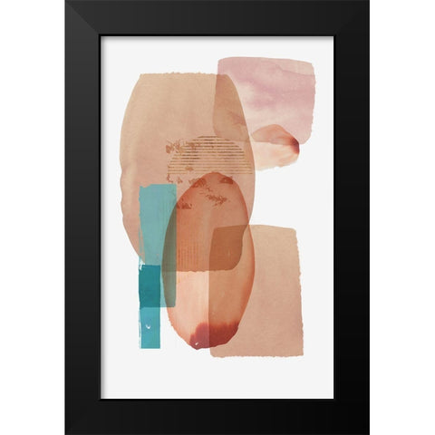 Pink Colour Blocks II  Black Modern Wood Framed Art Print by Reeves, Tom
