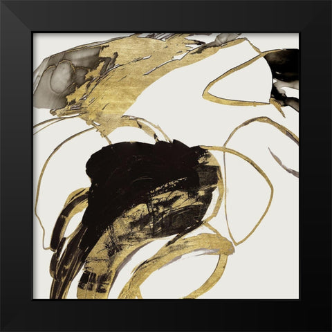 Gestural Black and Gold II Black Modern Wood Framed Art Print by Reeves, Tom