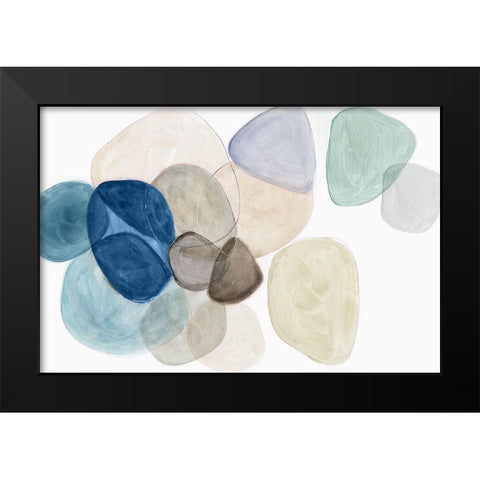 Blue Bubbles Merge I  Black Modern Wood Framed Art Print by Reeves, Tom