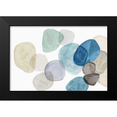 Blue Bubbles Merge II  Black Modern Wood Framed Art Print by Reeves, Tom
