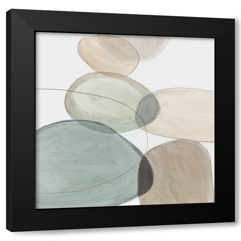 Pebble Stones I  Black Modern Wood Framed Art Print by Reeves, Tom