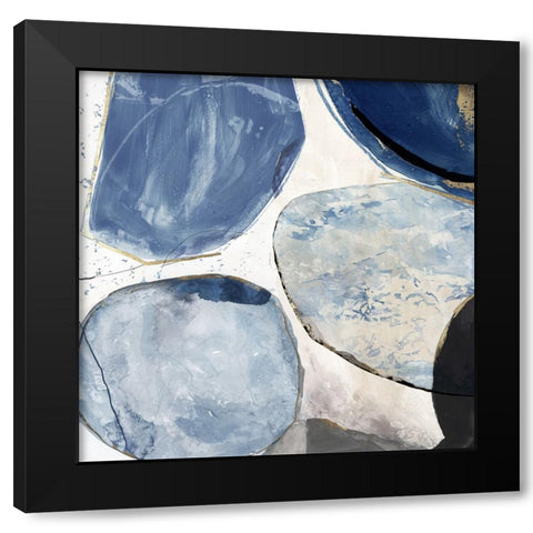 Overlapping Blue Shapes II Black Modern Wood Framed Art Print with Double Matting by Reeves, Tom