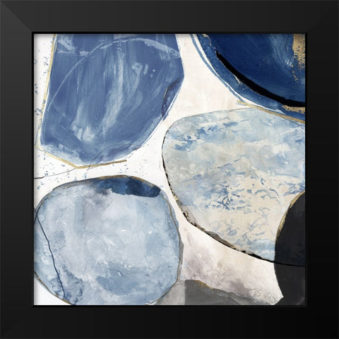 Overlapping Blue Shapes II Black Modern Wood Framed Art Print by Reeves, Tom