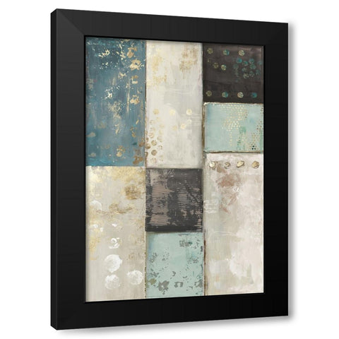 Teal Patchwork Square II Black Modern Wood Framed Art Print with Double Matting by Reeves, Tom