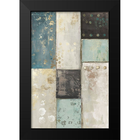 Teal Patchwork Square II Black Modern Wood Framed Art Print by Reeves, Tom