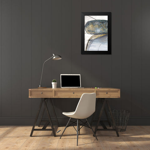 Teal Stones I Black Modern Wood Framed Art Print by Reeves, Tom
