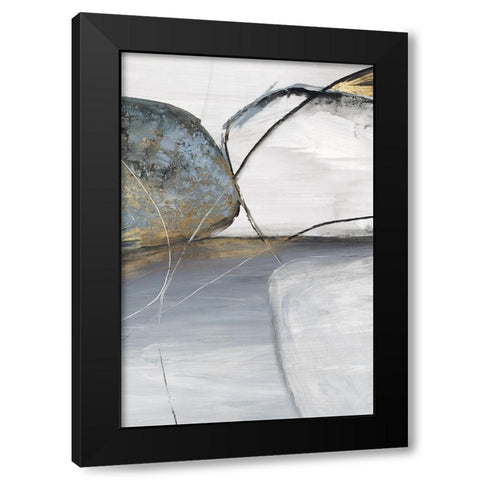 Teal Stones II Black Modern Wood Framed Art Print with Double Matting by Reeves, Tom