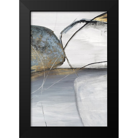 Teal Stones II Black Modern Wood Framed Art Print by Reeves, Tom