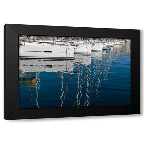 Marseille Boats I Black Modern Wood Framed Art Print with Double Matting by Silver, Richard