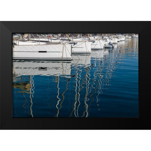 Marseille Boats I Black Modern Wood Framed Art Print by Silver, Richard