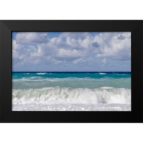 Crashing Blue Waves Black Modern Wood Framed Art Print by Silver, Richard