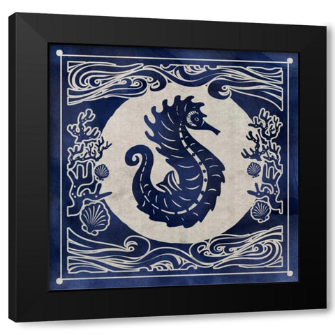 Ink Seahorse Black Modern Wood Framed Art Print by Selkirk, Edward