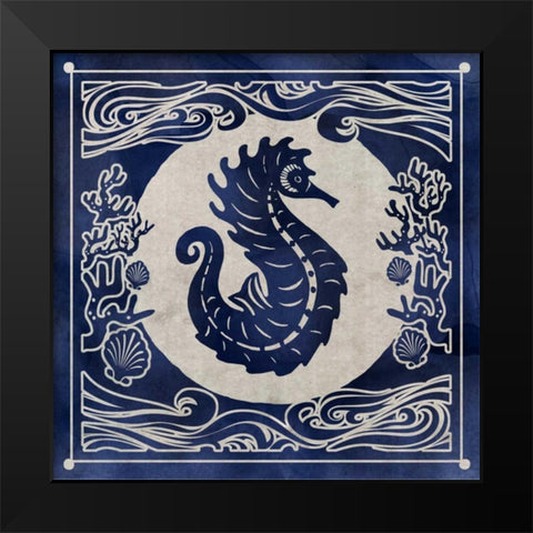 Ink Seahorse Black Modern Wood Framed Art Print by Selkirk, Edward