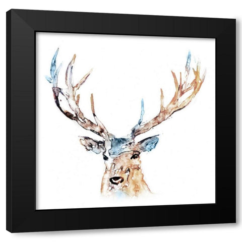 Watercolour Reindeer Black Modern Wood Framed Art Print by Selkirk, Edward