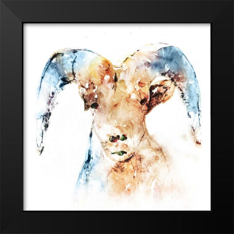 Watercolour Ram Black Modern Wood Framed Art Print by Selkirk, Edward