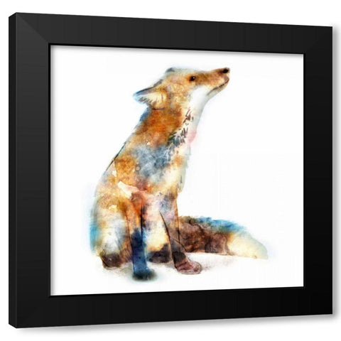 Fox Black Modern Wood Framed Art Print by Selkirk, Edward