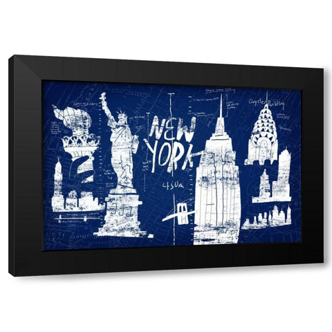 New York Blue Black Modern Wood Framed Art Print by Selkirk, Edward