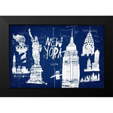 New York Blue Black Modern Wood Framed Art Print by Selkirk, Edward