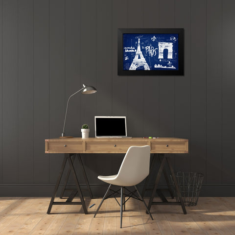 Paris Blue Black Modern Wood Framed Art Print by Selkirk, Edward