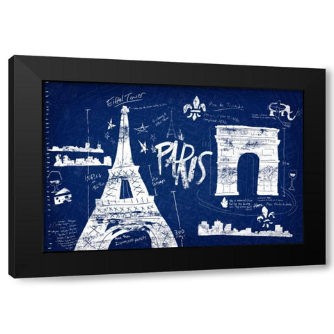 Paris Blue Black Modern Wood Framed Art Print with Double Matting by Selkirk, Edward