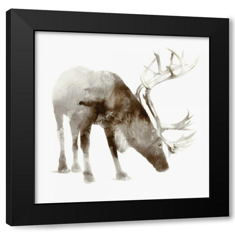 Caribou Black Modern Wood Framed Art Print with Double Matting by Selkirk, Edward