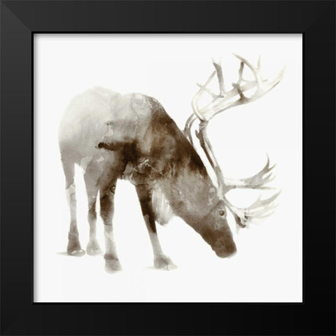 Caribou Black Modern Wood Framed Art Print by Selkirk, Edward