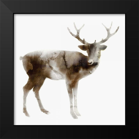 Stag Black Modern Wood Framed Art Print by Selkirk, Edward