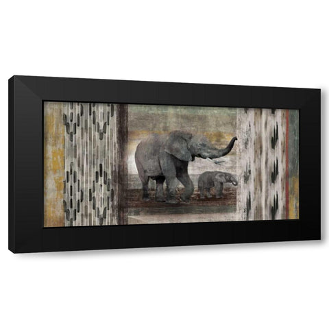 Tribal Elephants Black Modern Wood Framed Art Print by Selkirk, Edward