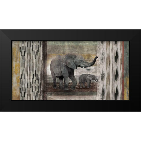 Tribal Elephants Black Modern Wood Framed Art Print by Selkirk, Edward