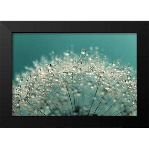 Cyan Sparkles Black Modern Wood Framed Art Print by Johnstone, Sharon