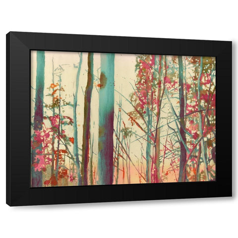 Pink Arborescences Black Modern Wood Framed Art Print by Pellisier, Sandrine