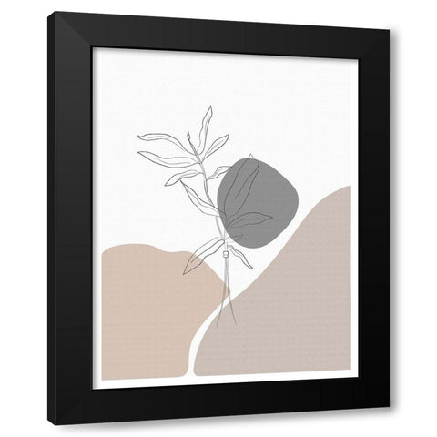 Knitted Lines Black Modern Wood Framed Art Print by Sabrina