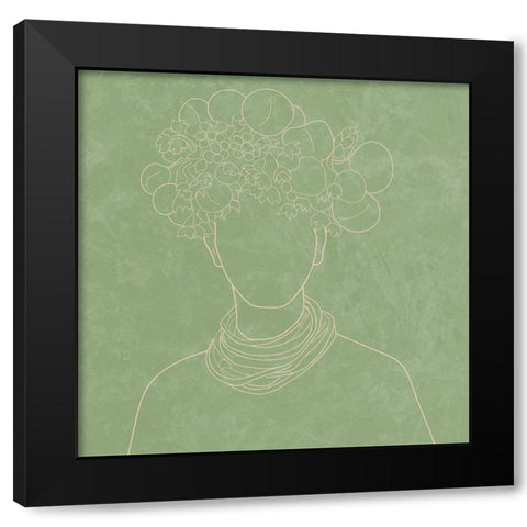 Africa Live Collection African Man Green Version  Black Modern Wood Framed Art Print with Double Matting by Balbuena, Sabrina