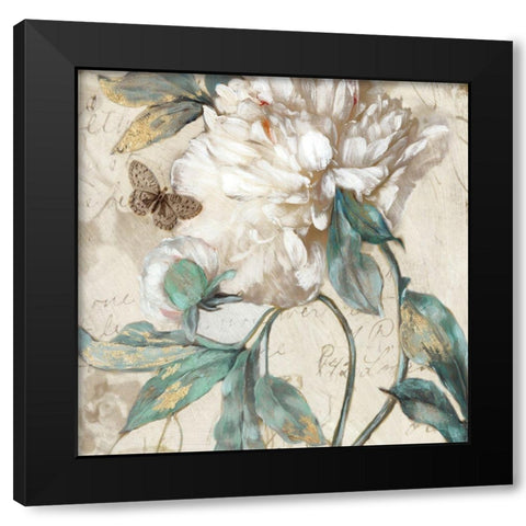 Morning Peony II Black Modern Wood Framed Art Print by Theodosiou, Matina
