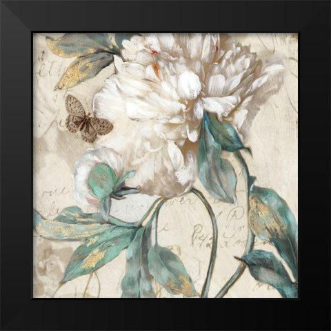 Morning Peony II Black Modern Wood Framed Art Print by Theodosiou, Matina
