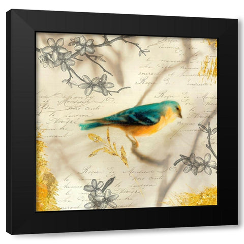 Backyard Birds I Black Modern Wood Framed Art Print by Theodosiou, Matina
