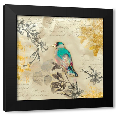 Backyard Birds III Black Modern Wood Framed Art Print by Theodosiou, Matina