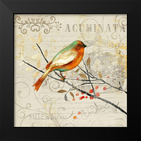 Sing Song Bird I Black Modern Wood Framed Art Print by Theodosiou, Matina